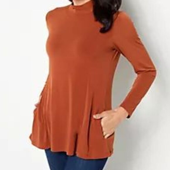 Susan Graver Liquid Knit Ivory Mockneck Fit & Flare Top- 5XP- NWT - Picture 5 of 5